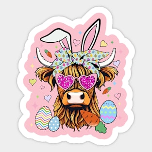 Highland Cow Easter Day Sticker